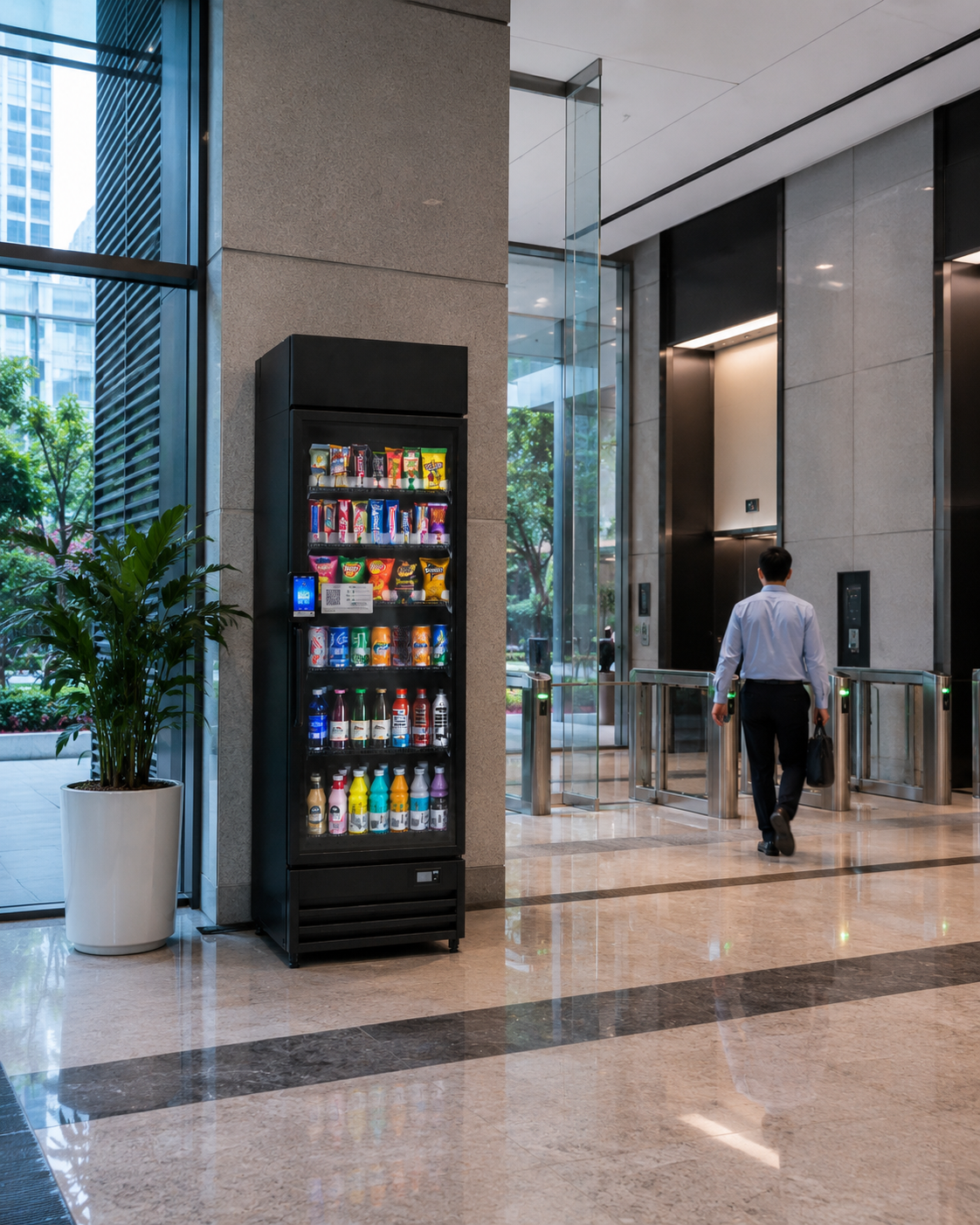 AI smart vending cabinet at store entrance