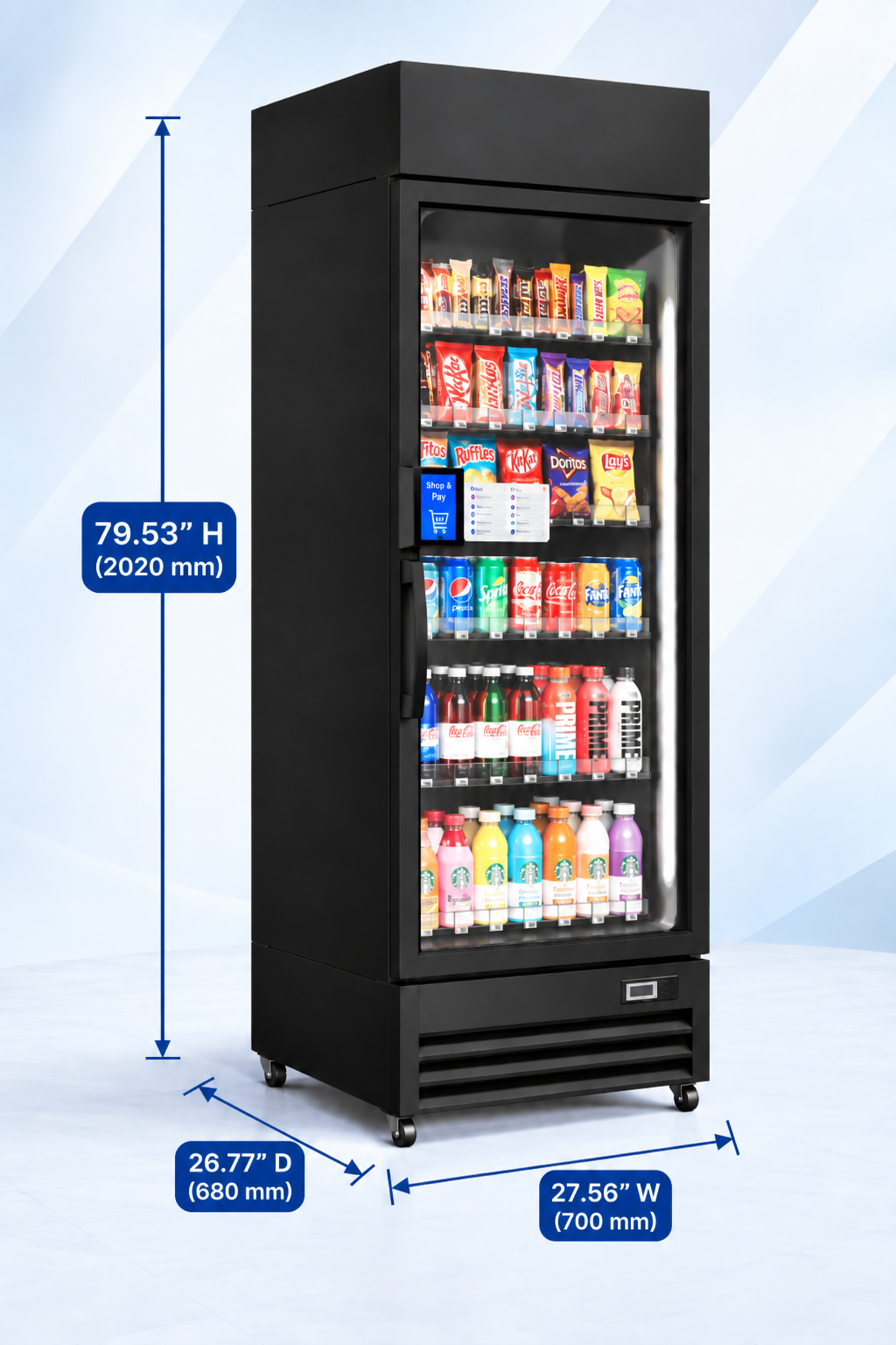SC-578FDX AI Smart Refrigerated Vending Cabinet dimensions