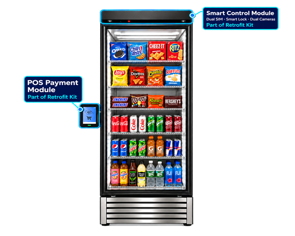 AI vending retrofit kit for compatible refrigerated coolers